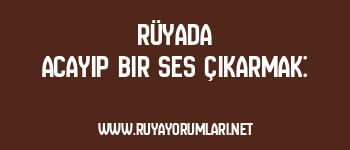 Rüyada Acayip Bir Ses Çıkarmak: