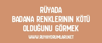 Rüyada Badana Renklerinin Kötü Olduğunu Görmek