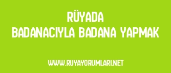 Rüyada Badanacıyla Badana Yapmak