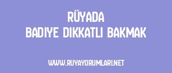 Rüyada Badiye Dikkatli Bakmak