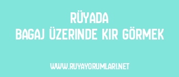 Rüyada Bagaj Üzerinde Kir Görmek