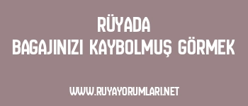 Rüyada Bagajınızı Kaybolmuş Görmek