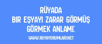 Rüyada Bir Eşyayı Zarar Görmüş Görmek Anlamı: