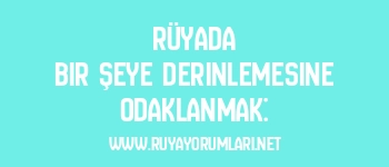 Rüyada Bir Şeye Derinlemesine Odaklanmak: