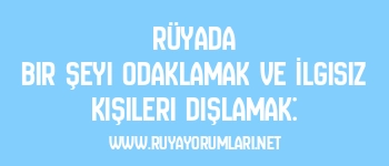 Rüyada Bir Şeyi Odaklamak ve İlgisiz Kişileri Dışlamak: