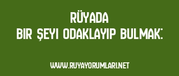 Rüyada Bir Şeyi Odaklayıp Bulmak: