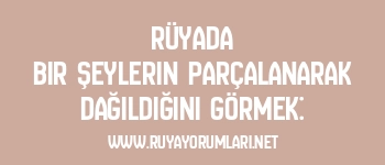 Rüyada Bir Şeylerin Parçalanarak Dağıldığını Görmek:
