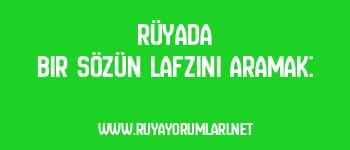 Rüyada Bir Sözün Lafzını Aramak: