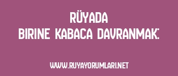 Rüyada Birine Kabaca Davranmak: