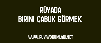 Rüyada Birini Çabuk Görmek: