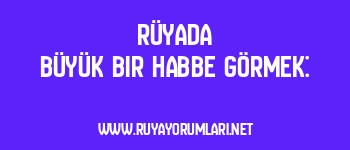 Rüyada Büyük Bir Habbe Görmek: