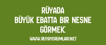 Rüyada Büyük Ebatta Bir Nesne Görmek: