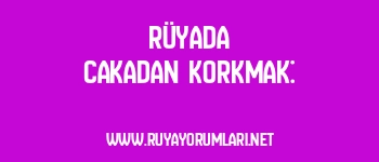 Rüyada Cakadan Korkmak:
