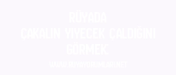 Rüyada Çakalın Yiyecek Çaldığını Görmek: