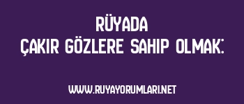 Rüyada Çakır Gözlere Sahip Olmak: