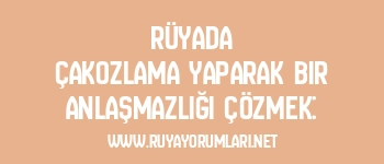 Rüyada Çakozlama Yaparak Bir Anlaşmazlığı Çözmek: