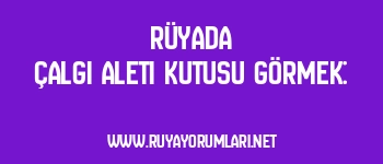Rüyada Çalgı Aleti Kutusu Görmek: