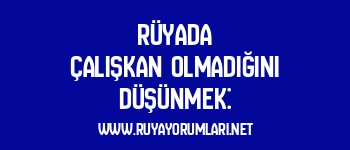 Rüyada Çalışkan Olmadığını Düşünmek: