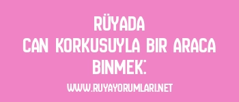 Rüyada Can Korkusuyla Bir Araca Binmek: