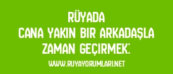 Rüyada Cana Yakın Bir Arkadaşla Zaman Geçirmek: