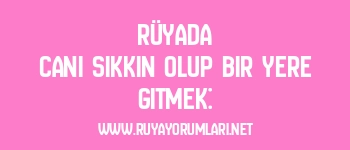 Rüyada Canı Sıkkın Olup Bir Yere Gitmek: