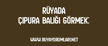 Rüyada Çipura Balığı Görmek: