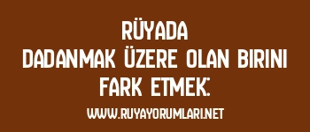 Rüyada Dadanmak Üzere Olan Birini Fark Etmek: