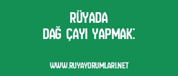 Rüyada Dağ Çayı Yapmak: