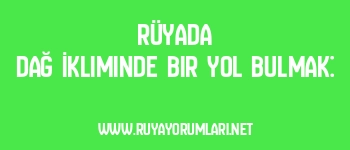 Rüyada Dağ İkliminde Bir Yol Bulmak: