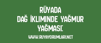 Rüyada Dağ İkliminde Yağmur Yağması: