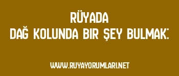 Rüyada Dağ Kolunda Bir Şey Bulmak: