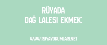 Rüyada Dağ Lalesi Ekmek: