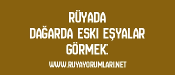 Rüyada Dağarda Eski Eşyalar Görmek: