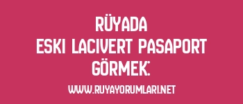 Rüyada Eski Lacivert Pasaport Görmek: