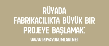 Rüyada Fabrikacılıkta Büyük Bir Projeye Başlamak: