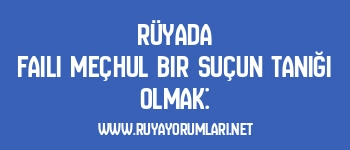 Rüyada Faili Meçhul Bir Suçun Tanığı Olmak: