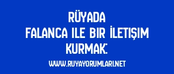 Rüyada Falanca ile Bir İletişim Kurmak: