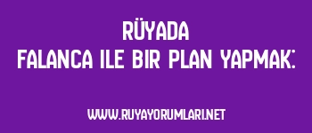Rüyada Falanca ile Bir Plan Yapmak: