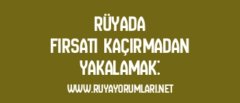 Rüyada Fırsatı Kaçırmadan Yakalamak: