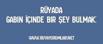 Rüyada Gabin İçinde Bir Şey Bulmak: