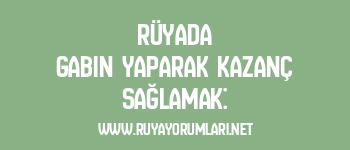 Rüyada Gabin Yaparak Kazanç Sağlamak: