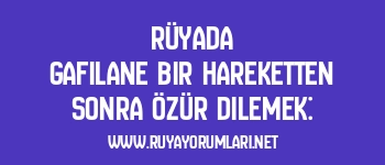 Rüyada Gafilane Bir Hareketten Sonra Özür Dilemek: