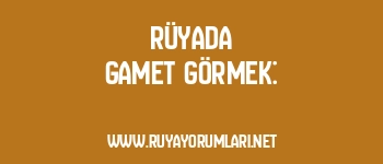 Rüyada Gamet Görmek:
