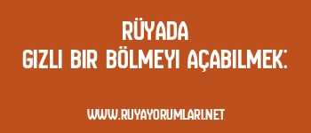 Rüyada Gizli Bir Bölmeyi Açabilmek: