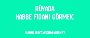 Rüyada Habbe Fidanı Görmek: