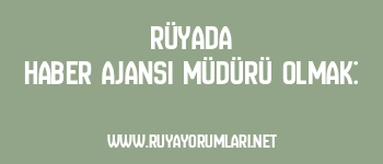 Rüyada Haber Ajansı Müdürü Olmak: