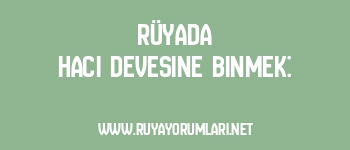 Rüyada Hacı Devesine Binmek: