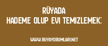 Rüyada Hademe Olup Evi Temizlemek: