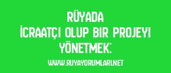 Rüyada İcraatçı Olup Bir Projeyi Yönetmek: