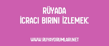 Rüyada İcracı Birini İzlemek: